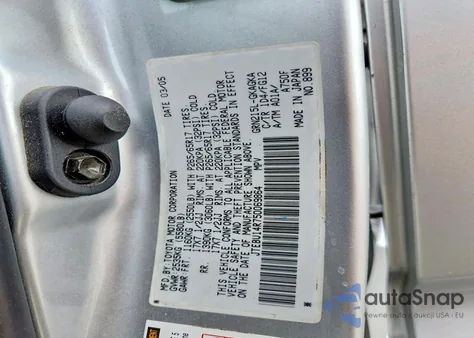 2005 Toyota 4Runner Sr5 z USA, uszkodzony, nr VIN JTEBU14R750069864